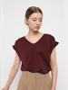 【特价清仓】女士丝光棉褶皱袖口V领T恤 商品缩略图5