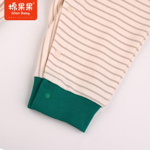 棉果果秋季新品男童可爱条纹卡通偏襟连体衣哈衣爬服连身衣M312727223453 商品图4