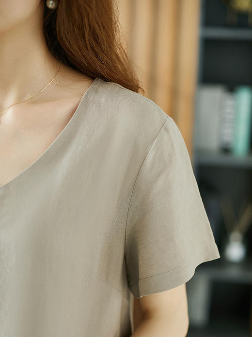 YX【现货7天】棉麻连衣裙女直筒裙2023夏季新款韩版宽松休闲亚麻中长款裙子」 商品图4