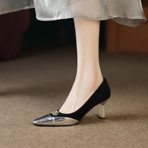 秋季新款，时尚个性撞色小香风高跟单鞋HCY-3667 商品图8