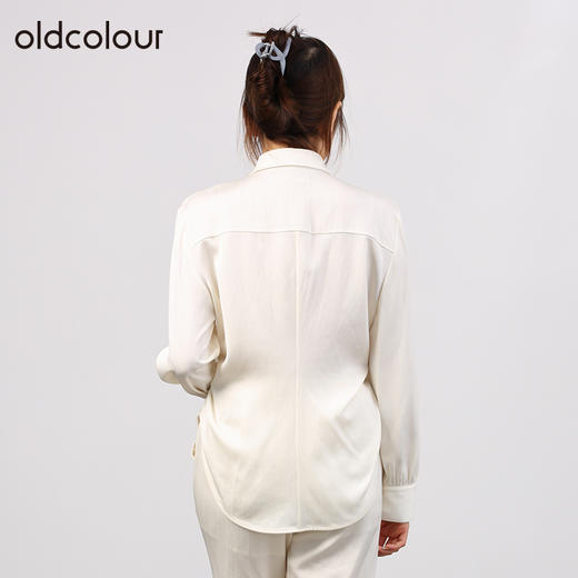 oldcolour欧珂秋商场同款翻领长袖系扣直筒棉长袖女HO35013506 商品图3