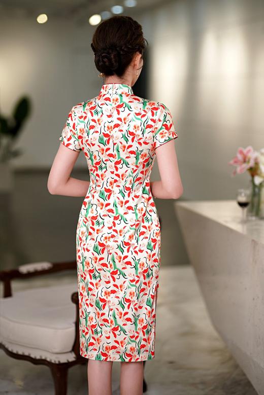 精品真丝中长旗袍绣花旗袍QH-214-7 商品图4