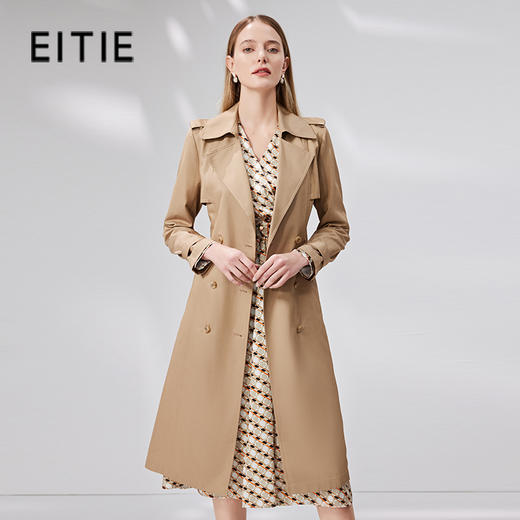 EITIE爱特爱秋季新款束腰显瘦修身百搭通勤长款风衣7104804 商品图0