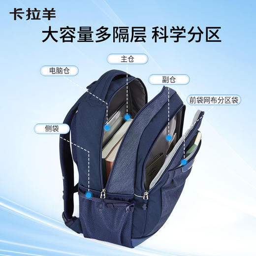 卡拉羊休闲双肩书包大容量护脊背包半城烟沙女男双肩包CX5477+CX5478+CX5461 商品图6