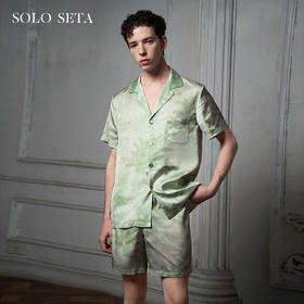 Solo seta22姆米真丝睡衣套装男短袖短裤桑蚕丝家居服丝绸秋冬