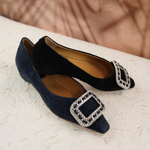 westory2023年秋季新款金属方扣尖头舒适小低跟单鞋S23CE73851 商品图1