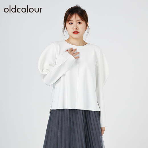 oldcolour欧珂秋商场同款泡泡袖长袖纯色简约设计感卫衣女HO35013508 商品图3