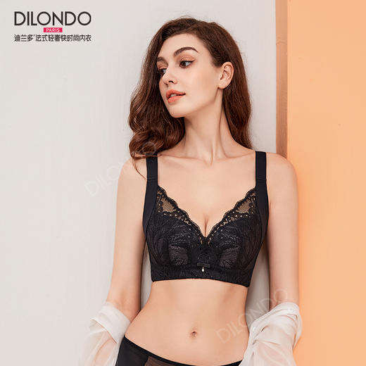 迪兰多大胸薄杯软钢圈无海绵上托显小款收副乳定脂肪塑性文胸2118161 商品图1