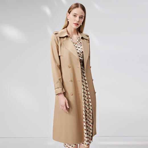 EITIE爱特爱秋季新款束腰显瘦修身百搭通勤长款风衣7104804 商品图2