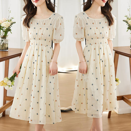 夏季新款，重工碎花刺绣韩版收腰显瘦法式初恋温柔风连衣裙HR-SSFB2751-1 商品图1