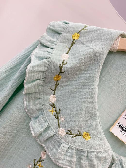 清仓！松植屋荷叶领绣花短袖睡裙全棉双层绉绉纱睡衣家居服、清仓不退换，介意者勿怕！ 商品图7