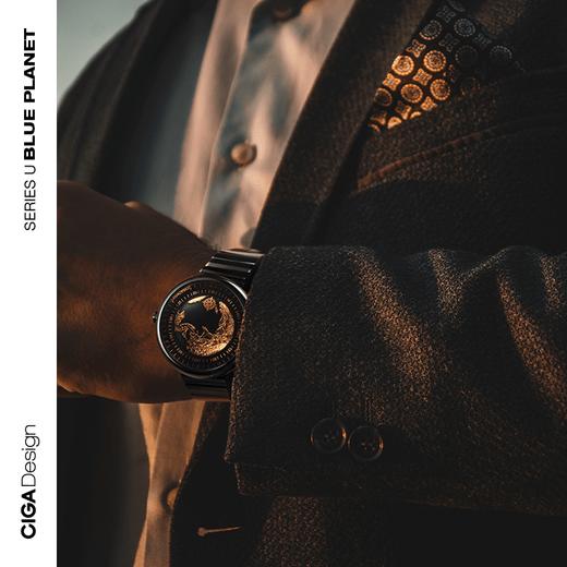 CIGA Design玺佳机械表U系列蓝色星球鎏金艺术版陶瓷表带 鎏金表带 商品图4