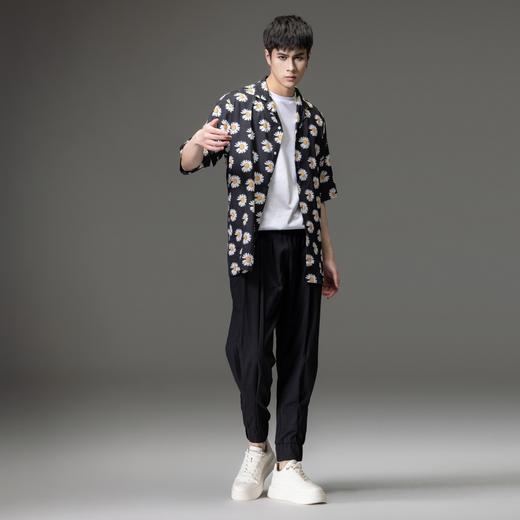 PINLI品立新款潮牌宽松印花短袖衬衫男士夏季衬衣B212613375 商品图3