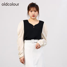 oldcolour欧珂秋商场同款泡泡袖修身高级感衬衫上衣女HO35013507