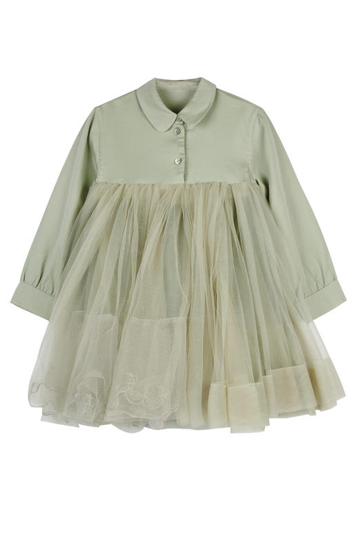 jnby 23年秋款  长袖翻领网纱连衣裙 1N7G11140 商品图0