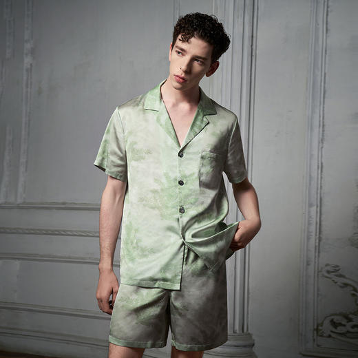 Solo seta22姆米真丝睡衣套装男短袖短裤桑蚕丝家居服丝绸秋冬 商品图2