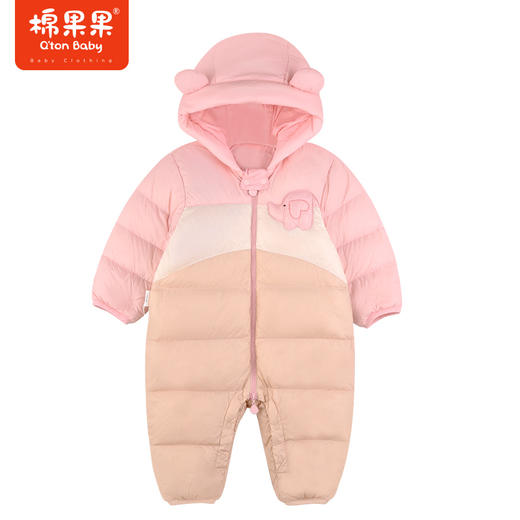 棉果果秋季新品女童防钻绒5A抗菌轻羽绒连体衣爬服连身衣哈衣M322722923402 商品图0