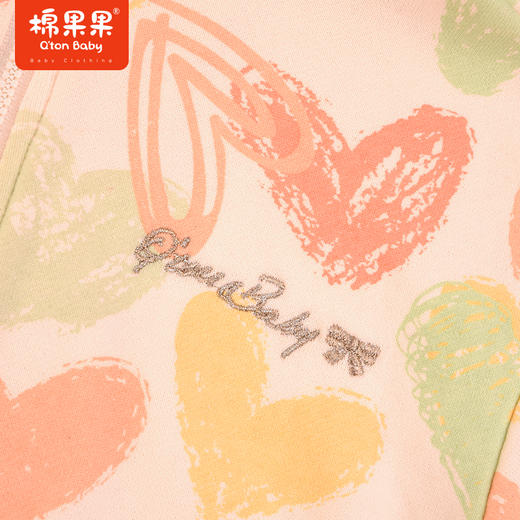 棉果果秋季新品女童满印大毛圈运动针织连帽外套M322100223432 商品图5