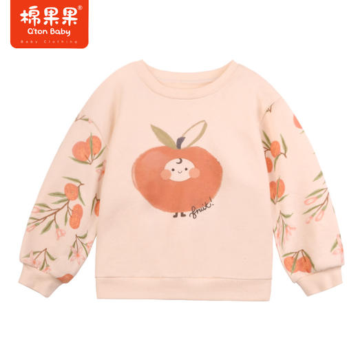 棉果果秋季新品女童复合奥利绒圆领套头卫衣M322180223439 商品图0