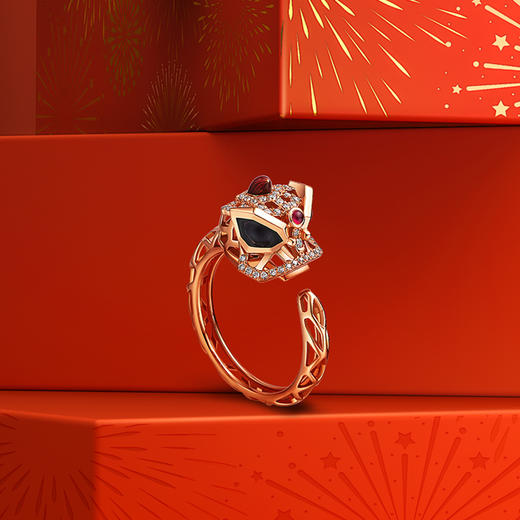 ［醒狮系列］18K玫瑰金群镶钻戒指 商品图1