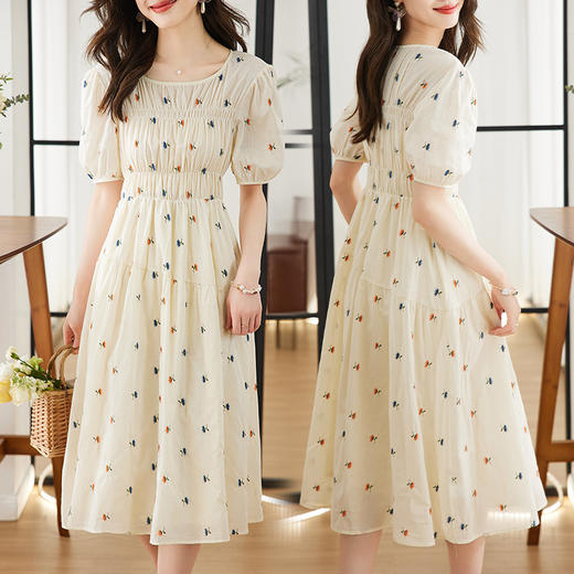 夏季新款，重工碎花刺绣韩版收腰显瘦法式初恋温柔风连衣裙HR-SSFB2751-1 商品图3