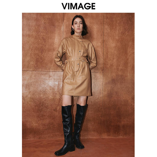 VIMAGE纬漫纪秋季新款系带干练帅气修身连衣裙V2007609 商品图3