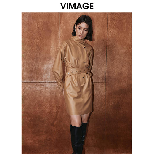VIMAGE纬漫纪秋季新款系带干练帅气修身连衣裙V2007609 商品图1