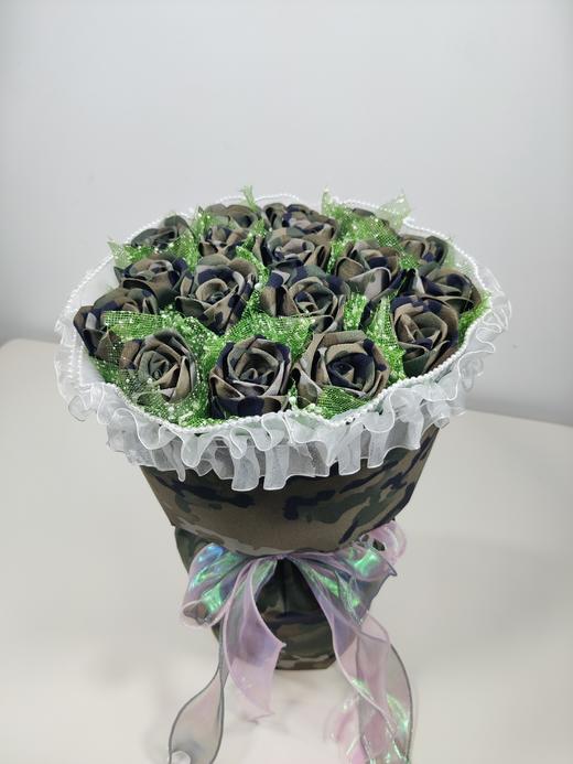 18朵小香风手工DIY牛津布玫瑰花束军恋礼物（手工制作产品不支持退换货哦）类lb 商品图7