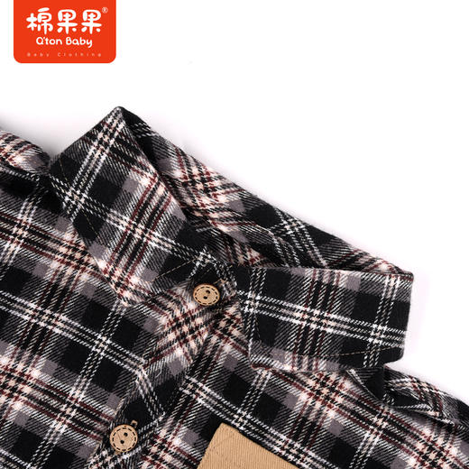 棉果果秋季新品男童帅气洋气大方格子衬衣衬衫M312150223456 商品图1