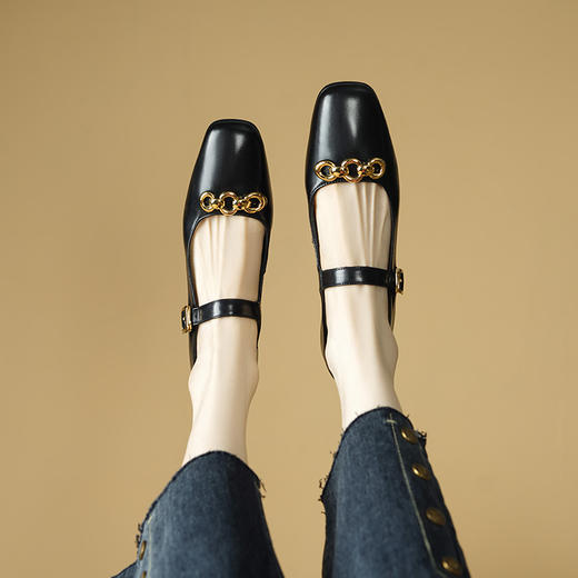 秋季新款，纯色金属装饰平底单鞋HCY-3668 商品图9