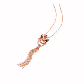 ［醒狮系列］18K玫瑰金群镶钻项链