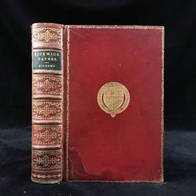 工坊特装本！1890年 狄更斯《匹克威客俱乐部》 43幅插图 全真皮精装32开