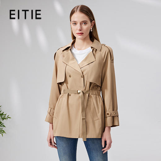 EITIE爱特爱秋季新款束腰优雅纯色显瘦风衣7104805 商品图0