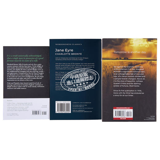 【中商原版】当代女性文学经典 女生成长阅读好书书单 傲慢与偏见 + 简爱 + 飘 英文原版 夏洛蒂勃朗特 简奥斯汀 米切尔 商品图1