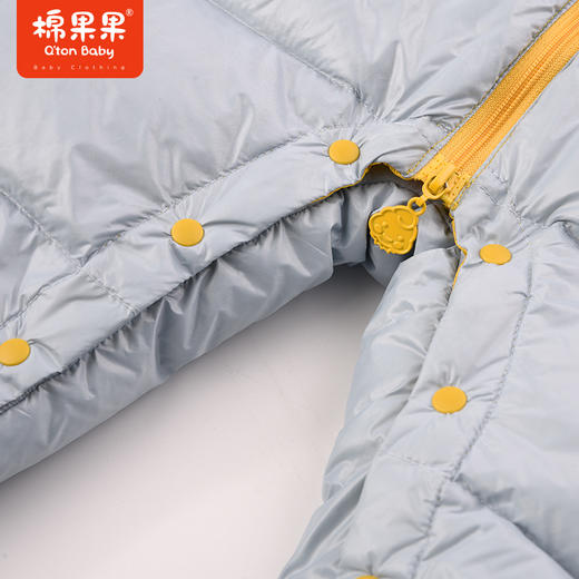 棉果果秋季新品男童防钻绒可爱撞色拼接5A抗菌轻羽绒连体衣爬服哈衣连身衣M312722923452 商品图4