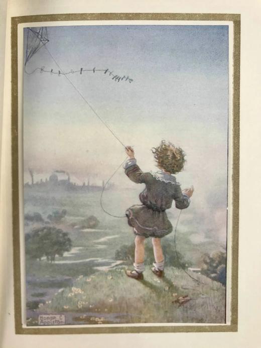 1913年 孩童诗歌集 8幅彩色手工贴图大量黑白插图 漆布精装32开 商品图11