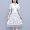 大码夏季新款，胖妹妹时尚名媛风刺绣网纱拼接假两件连衣裙AHM-lyfdm9810 商品缩略图3