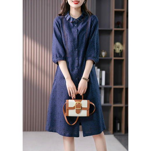 87849原形设计感复古碎花中长款裙子女2024春夏季新款气质棉麻连衣裙 商品图3