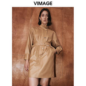 VIMAGE纬漫纪秋季新款系带干练帅气修身连衣裙V2007609