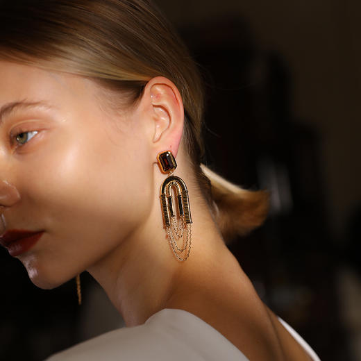 【谭维维&黄龄&卢靖姗&李佳薇同款】Retro Chic意大利复古时尚首饰 宙斯神庙流苏耳环 商品图2