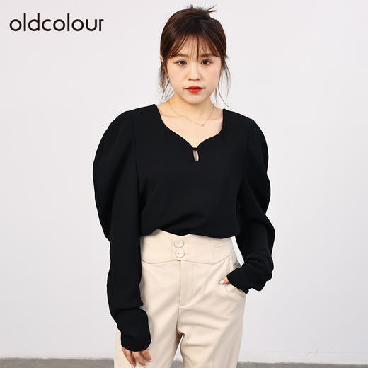 oldcolour欧珂秋商场同款泡泡袖修身高级感衬衫上衣女HO35013507 商品图4