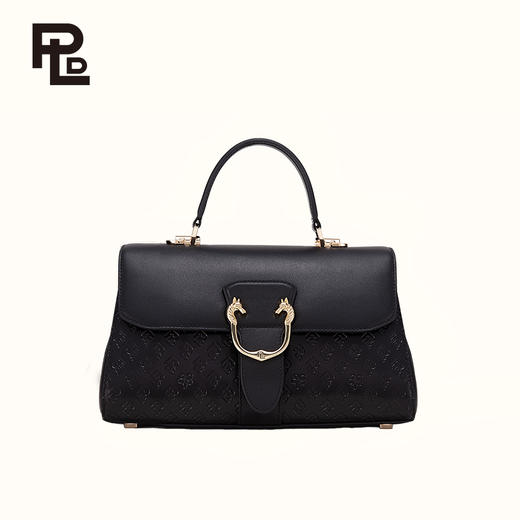 保兰德PLD东方雅奢经典系列45度老花压纹头层牛皮邮差包通勤必备女包 商品图3