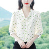 波点仿真丝衬衫七分袖蝴蝶结洋气雪纺衫K-E261N2246 商品缩略图1