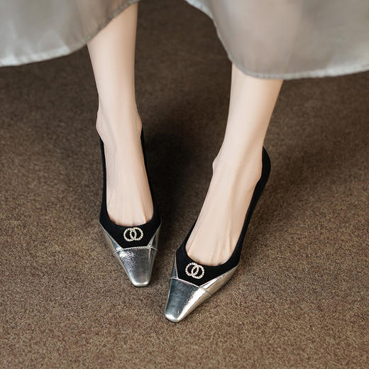 秋季新款，时尚个性撞色小香风高跟单鞋HCY-3667 商品图9