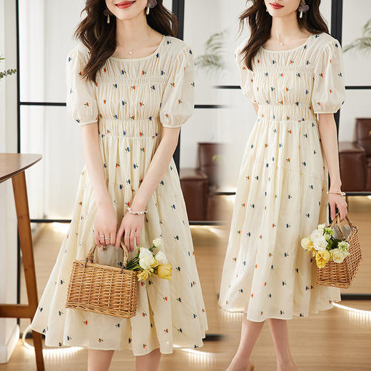 夏季新款，重工碎花刺绣韩版收腰显瘦法式初恋温柔风连衣裙HR-SSFB2751-1 商品图4