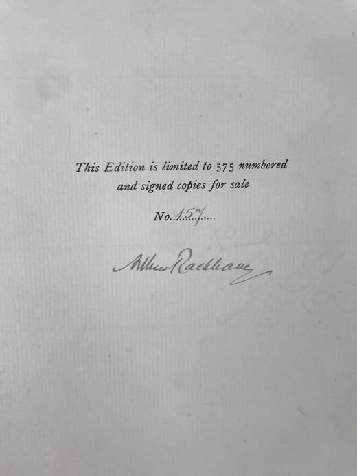 鬼才拉克姆限量签名本！1919年 英国民谣集 16幅彩色手工贴图与多幅黑白文间插图 犊皮（vellum）脊精装大16开 商品图2