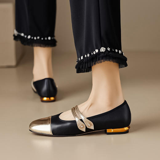 法式复古，双排扣带玛丽珍平底单鞋MLD-AA557 商品图8