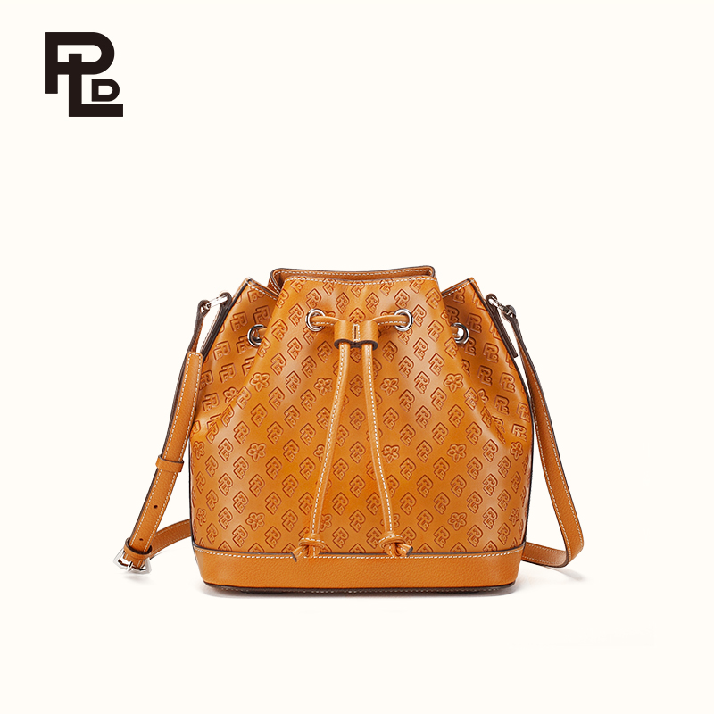 保兰德PLD东方雅奢45度老花经典系列单肩斜挎水桶包通勤必备女包