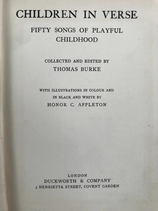 1913年 孩童诗歌集 8幅彩色手工贴图大量黑白插图 漆布精装32开 商品图3