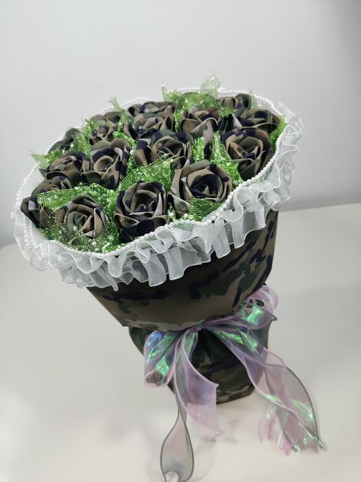18朵小香风手工DIY牛津布玫瑰花束军恋礼物（手工制作产品不支持退换货哦）类lb 商品图4